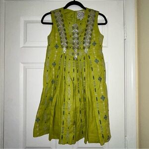 Filip + Inna Tupi Sequins Embroidered Sleeveless A-Line Knee Length Dress